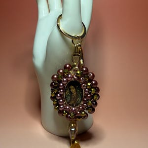 Handmade Our Lady Of Guadalupe Keychain: Crystal Bead Religious Gift