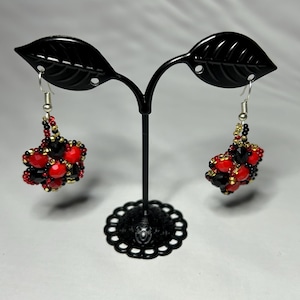 Flower Chaquira Earrings, Handmade Huichol Jewelry, Mexican Jewelry, Beaded Jewelry, Artisan Jewelry, Birthday Gift, Crystal Beads Earrings