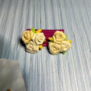Cold Porcelain Flower Earrings, Handmade Earrings, Artisan Jewelry, Mexican Jewelry, Hand Painted Earrings, Unique Birthday Gift