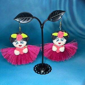 Doll Earrings, Handmade, Cold Porcelain Earrings, Artisan Jewelry, Mexican Jewelry, A Gift for Her, Hand Painted Earrings