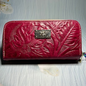 Mexican Artisanal Leather Purses with Hand Wrist Straps, Handmade Engraved Leather Purses, Unique Birthday Gift