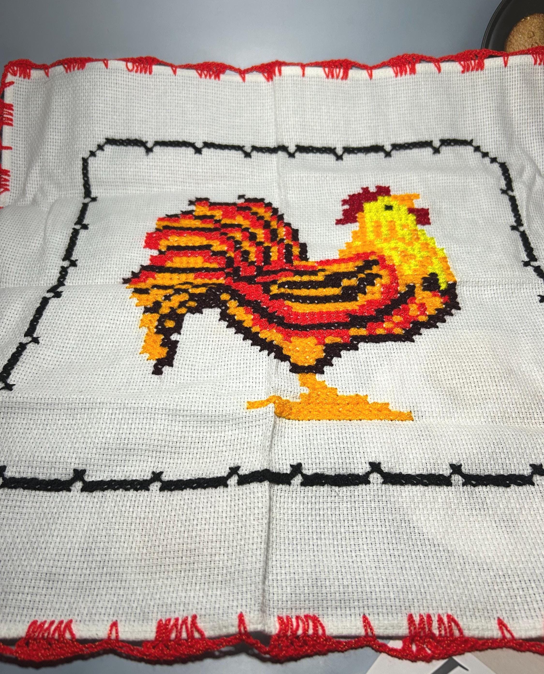 手作りの刺繍トルティーヤクロス：カラフルなメキシコの職人による
