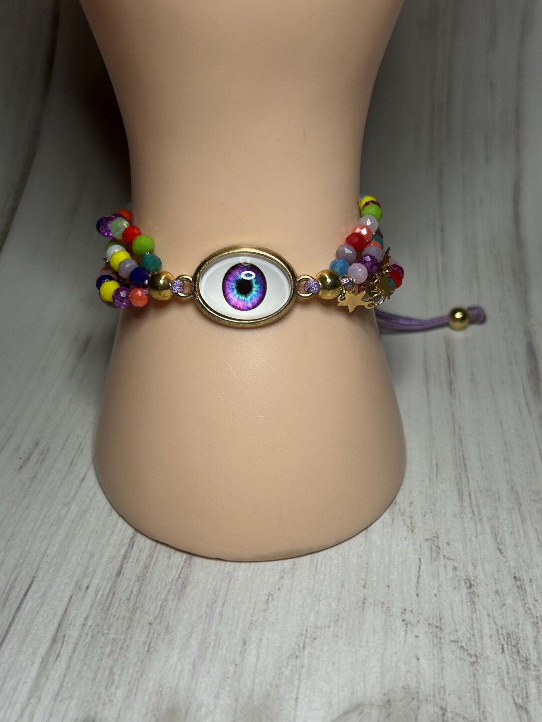 3Dイービルアイクリスタルビーズブレスレット：手作りのお守り