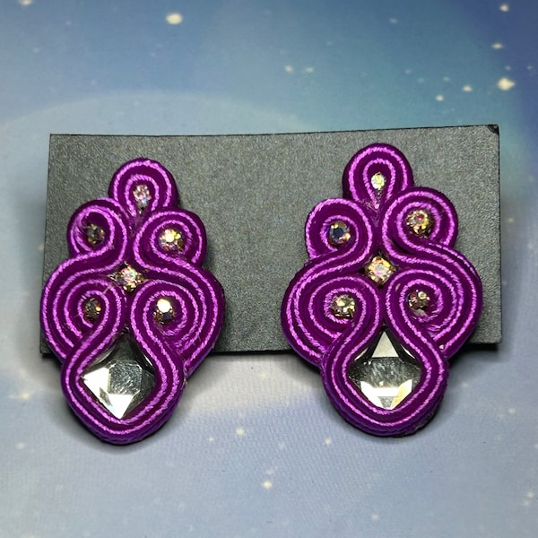 Handmade Soutache Earrings, Artisanal Earrings, Mexican Fashion Earrings, Colorful Earrings, Birthday Gifts, Crystal Beads Earrings