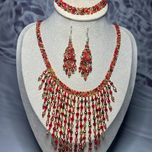 Handmade Crystal Chaquira Set Necklaces, Huichol Mexican Jewelry, Artisan Beaded Jewelry, Colorful Huichol Set Necklaces, Birthday Gifts