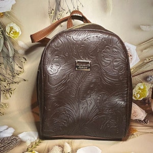 Mexikanische Vegan Lederrucksäcke, Handgefertigt, Handwerkliche Rucksäcke, Ein Geschenk für sie, Reiserucksäcke, Handgearbeitete Vegan Leder Floral Rucksäcke
