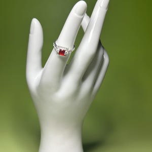 Square Red Zirconia Silver Ring, Handmade Ring, Artisan Jewelry, 925 Sterling Silver, Birthday Gift, Women&#39;s Jewelry, Jewelry From Mexico