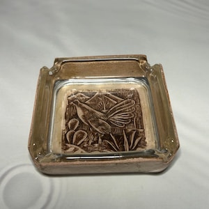 Leather and Glass Ashtray, Mexican Ashtray, Handmade Ashtray, Hand Painted Ashtray, Artisan Ashtray, Birthday Gifts, Collectibles