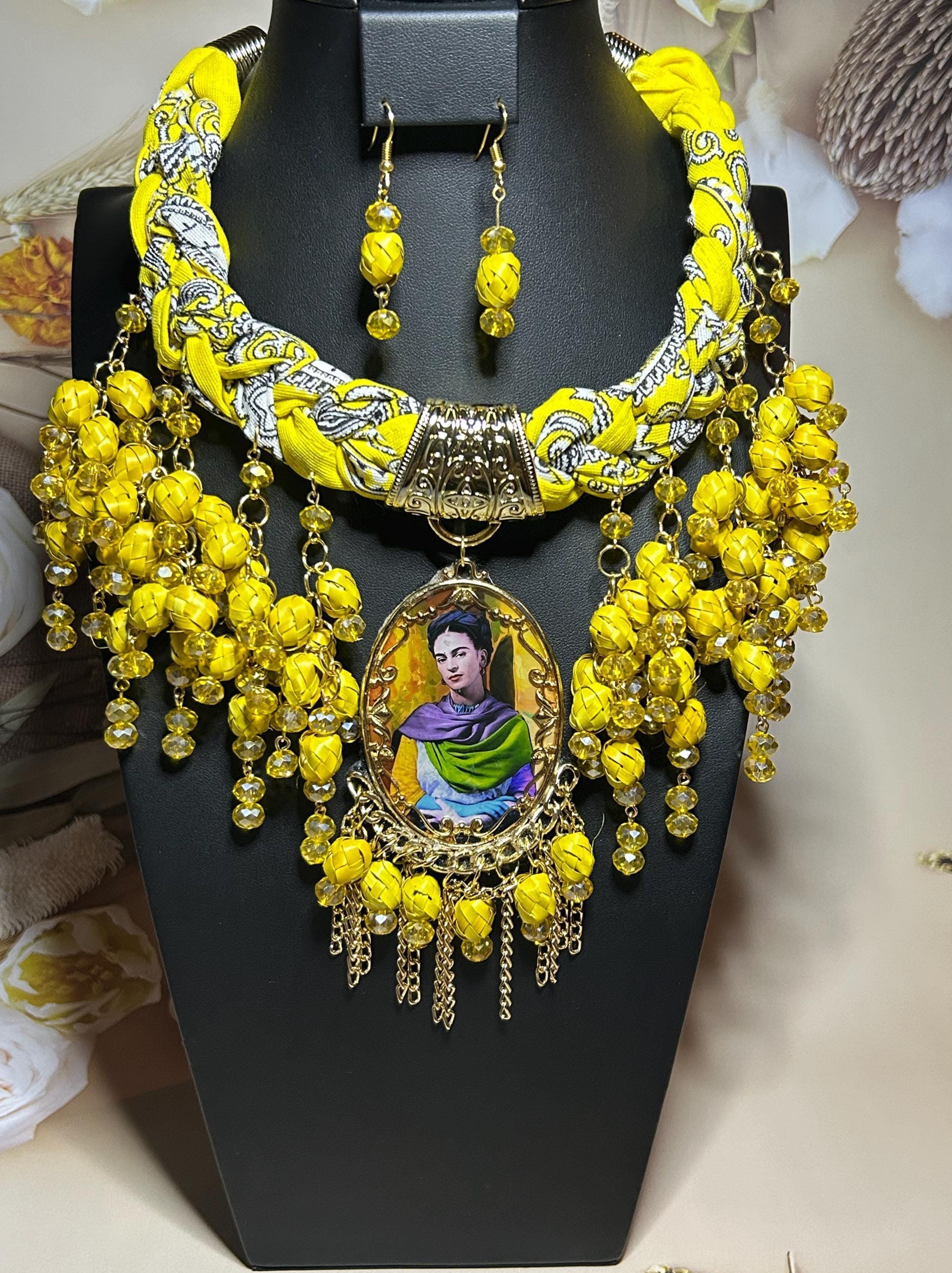 Colorful Frida Kahlo Inspired Jewelry Set, Mexican Artisan