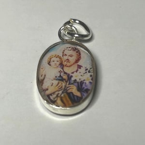 Double-Sided Virgin Mary & Saint Pendants, 925 Sterling Silver, Handmade Religious Jewelry, Real Pressed Flowers, Artisan Gift