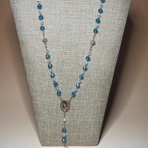 Our Lady of Guadalupe Rosary: Crystal Beads, Gold-Plated Accents, Wood Container
