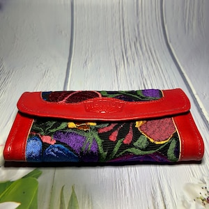 Mit Blumen bestickte Lederbrieftasche, handgefertigt in Mexiko, Handwerkerbrieftasche, Lederbrieftasche, Münzbrieftasche, einzigartiges Geschenk