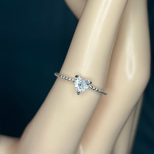 Sterling Silver Heart Ring: Handmade Artisan Jewelry, Zirconia Accent