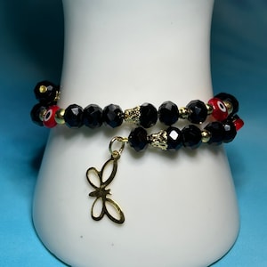 Bracciale a spirale a farfalla, fatto a mano, bracciale con ciondolo, placcato in oro, gioielli artigianali, bracciale elastico, regalo di compleanno, malocchio