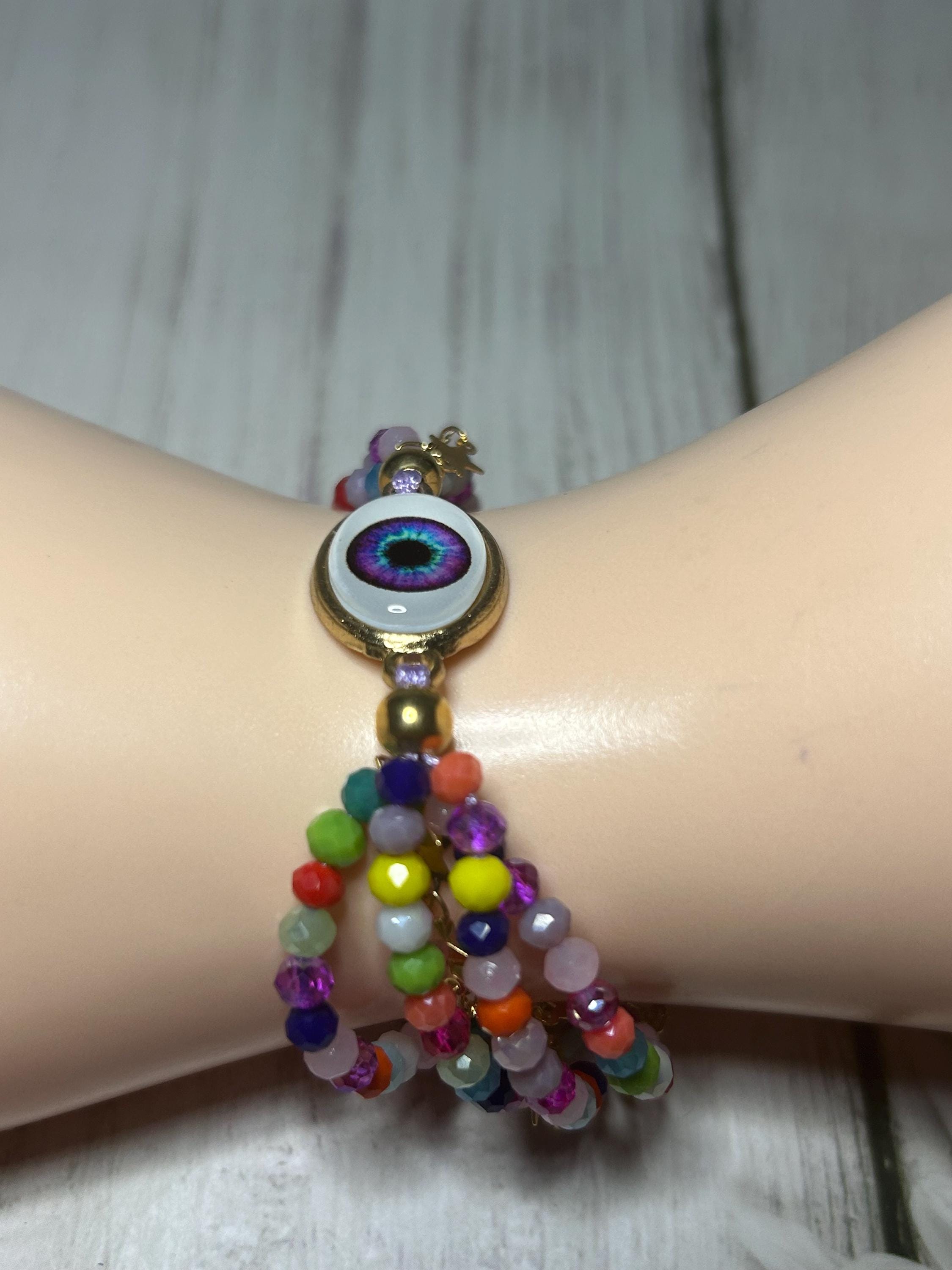 3Dイービルアイクリスタルビーズブレスレット：手作りのお守り