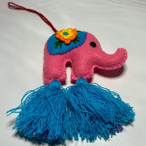 Handgefertigte mexikanische Elefant-Quaste, einzigartiges Geburtstagsgeschenk, Handwerker-Quaste, Rucksack oder Geldbörsenzubehör, gestickte Elefant-Quaste