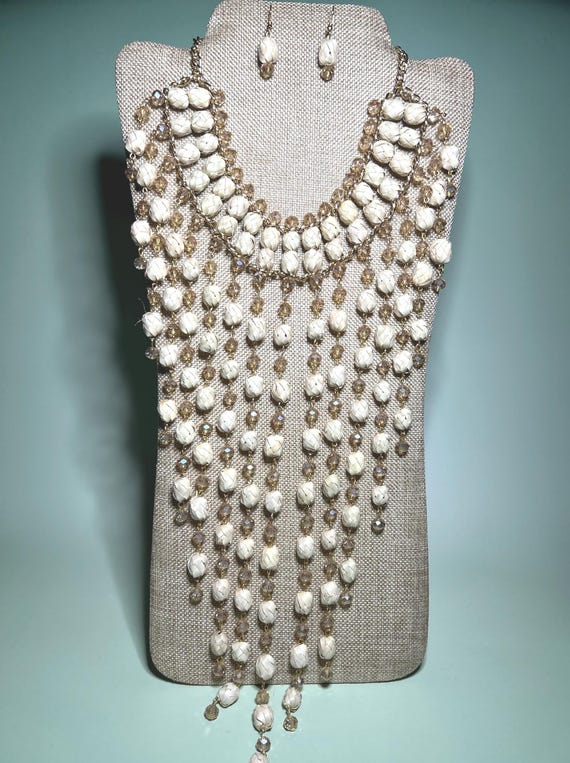 Palm Leaf Necklace With Earrings, Artisanal Jewelry, Handmade