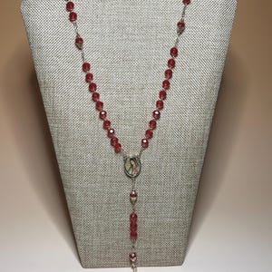 Our Lady of Guadalupe Rosary: Crystal Beads, Gold-Plated Accents, Wood Container