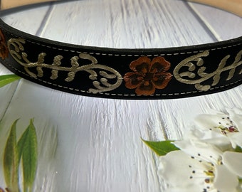 Handmade Leather Cowboy Belt: Embroidered Floral Design, Western Charm