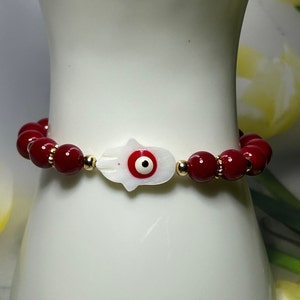 Hamsa Armbänder, Onyx Armbänder, Handgemachter Schmuck, Handwerker Schmuck, Schutz Armbänder, Evil Eye Armbänder, Perlmutt Armband