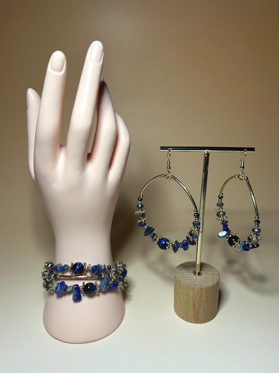 Set di bracciale e orecchini a spirale in pietra naturale