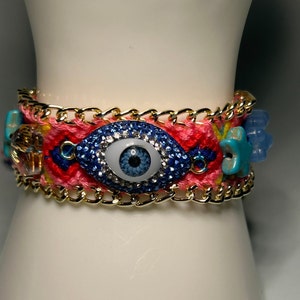 Handmade Evil Eye Bracelet: Gold-Plated Protection Jewelry