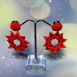 Star Chaquira Earrings, Huichol Jewelry, Mexican Jewelry, Beaded Jewelry, Artisan Jewelry, Handmade, Birthday Gifts, Women&#39;s Jewelry