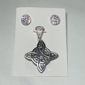 Sterling Silver Witch Knot Pendant and Earrings Set: Handmade Mexican Jewelry