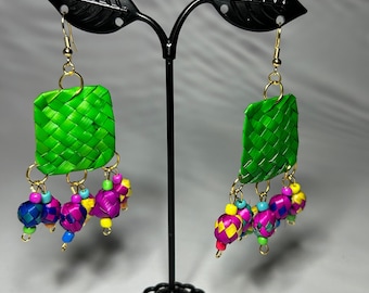 Handmade Palm Leaf Earrings: Mexican Artisan Jewelry