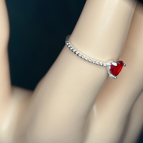 Anello A Forma Di Cuore In Argento Sterling: Gioielli Artigianali Fatti A Mano, Accenti Di Zirconia - Italia