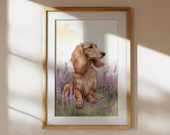 Dachshund Art Print: English Cream Sausage Dog Illustration (Digital Download)