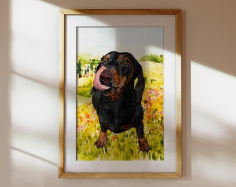 Dachshund Art | Dachshund Print | Dachshund Gift | Sausage Dog Print | Dachshund Illustration | Black And Tan Dachshund