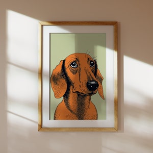 Dachshund Art | Dachshund Print | Dachshund Gift | Sausage Dog Print | Dachshund Illustration | Red Dachshund | Shorthair Dachshund
