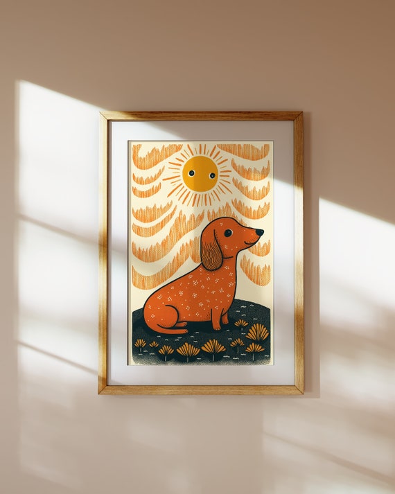 Dachshund Art Print: Quirky Sausage Dog Illustration (Digital Download)
