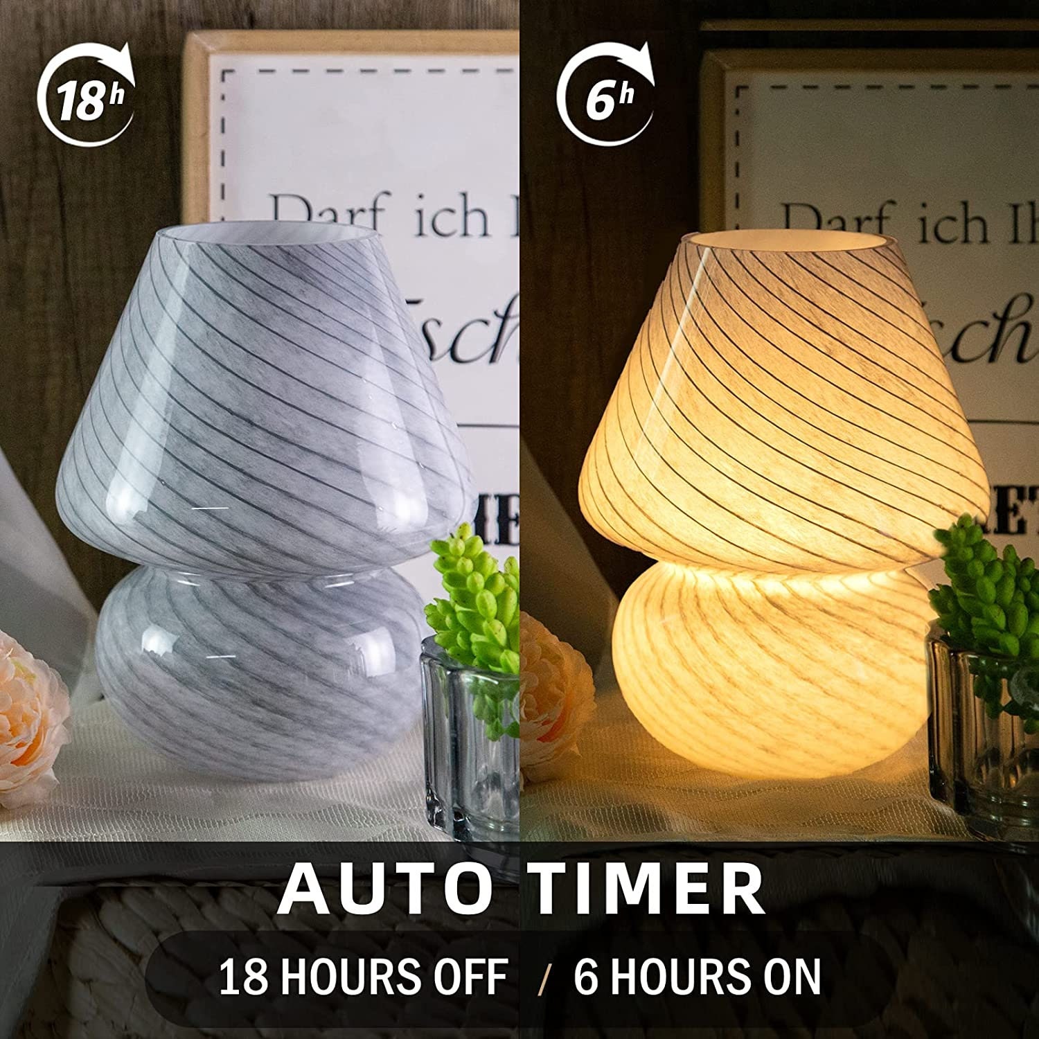 Lantern Style Table Lamp With Bulb & 6 Hour Timer, Battery