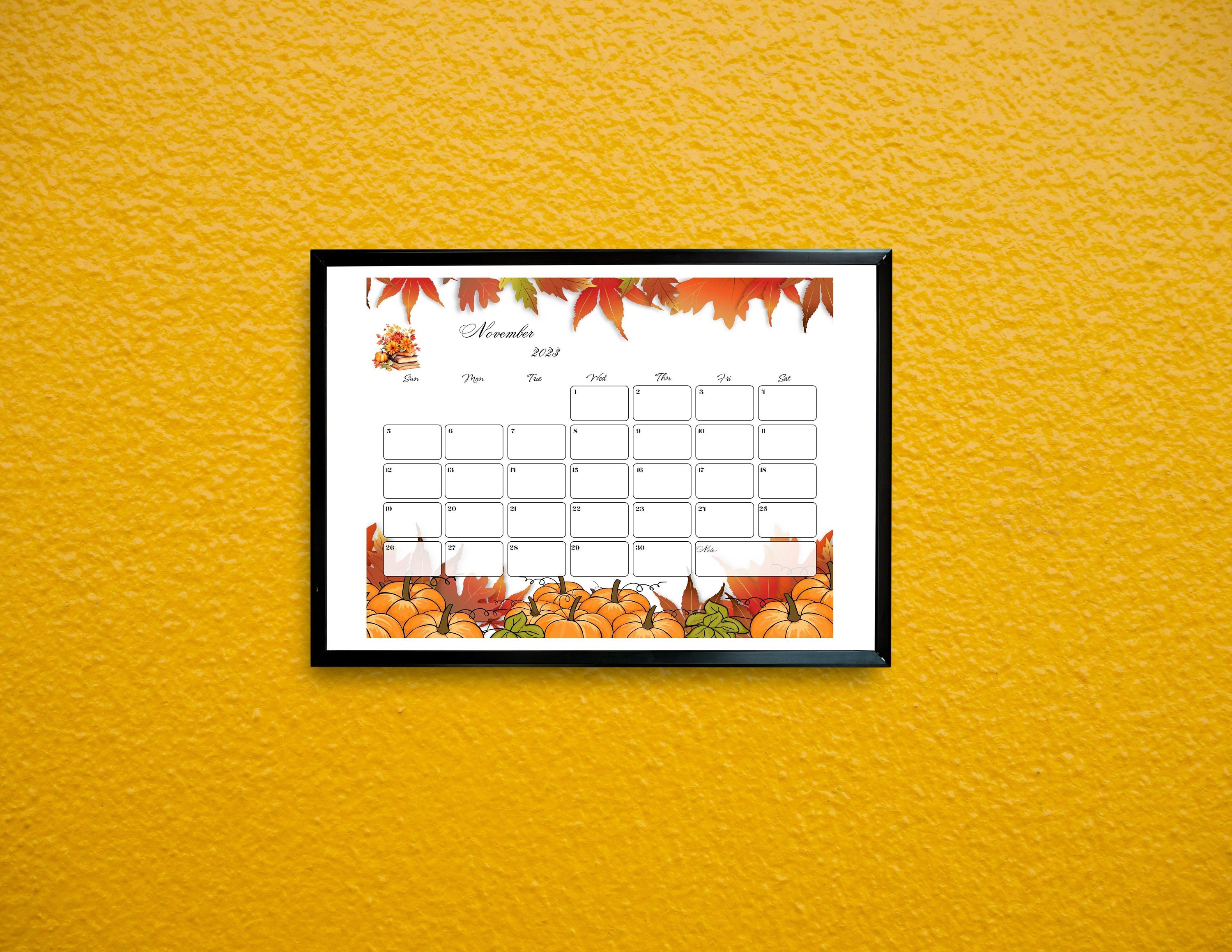 Editable & Fillable November Calendar 2023, Instant Download, High