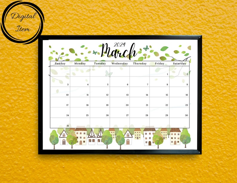 Editable Fillable March 2024 Calendar, Printable Calendar With Spring