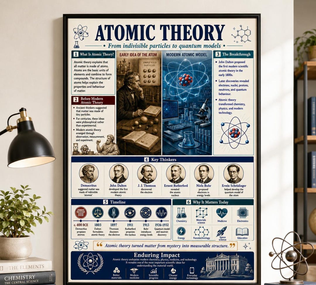 Atomic Theory Poster, Science Classroom Wall Art, Chemistry Educational ...