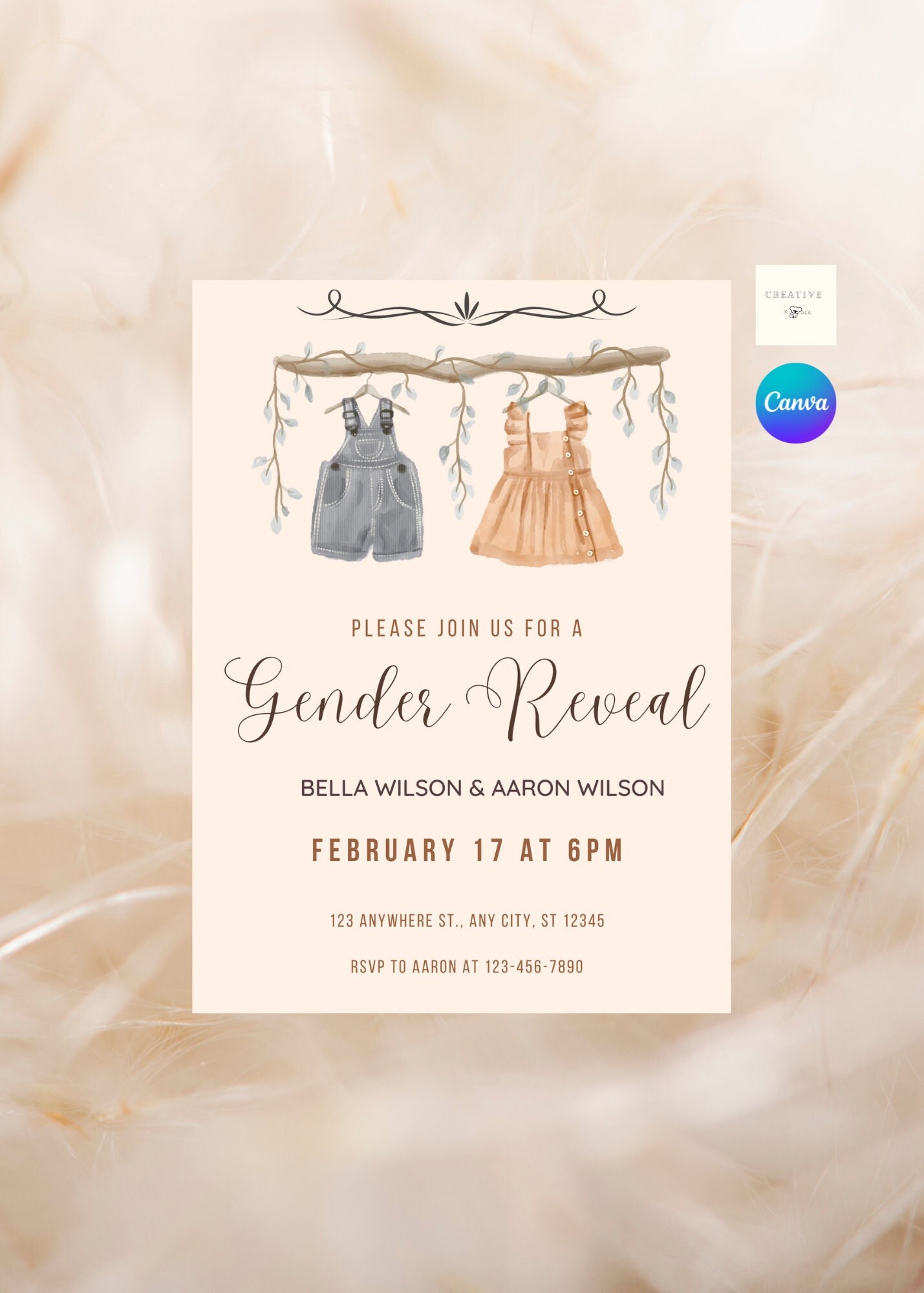 Baby Gender Reveal Party Invitation, Gender Reveal, Electronic Gender