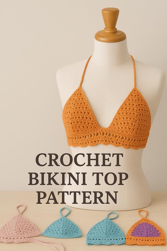 Summer Bikini Top, Crochet Top PATTERN, Summer festival crochet bralette halter top, easy beginner friendly! Crochet Tutorial, PDF Crochet