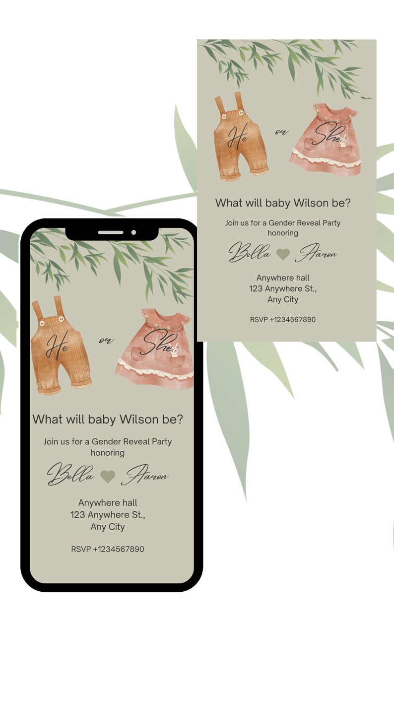 Baby Gender Reveal Party Invitation, Gender Reveal, Electronic Gender