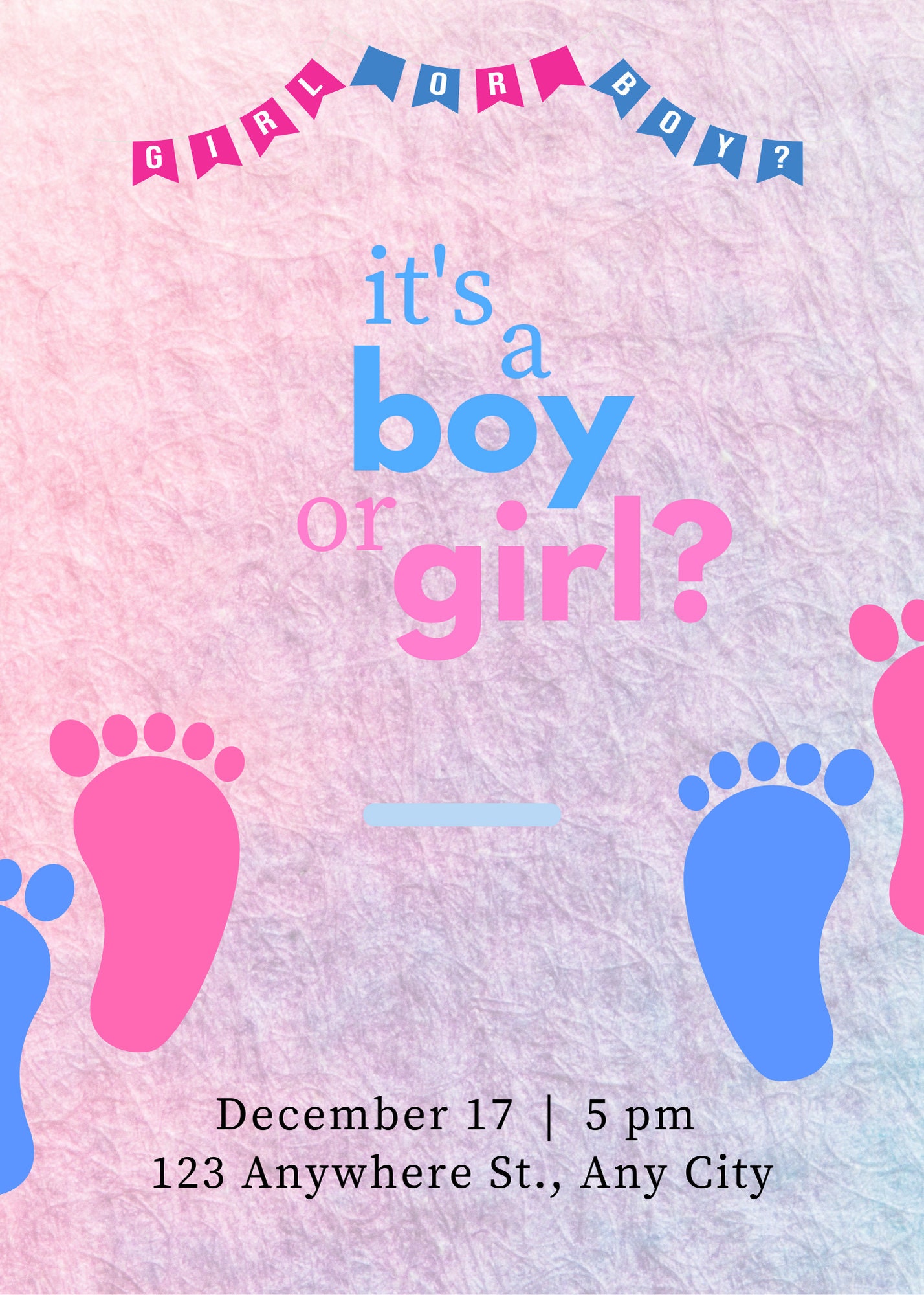 ▷ Invitación Digital Fiesta de Revelación Género del Bebé
