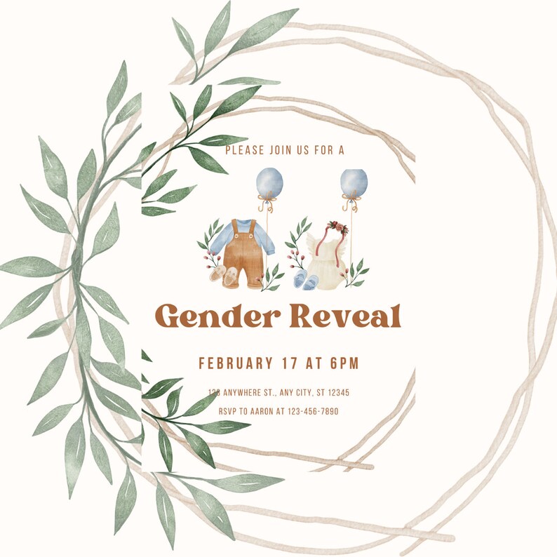 Baby Gender Reveal Invitation, Digital Invitation, Gender Reveal