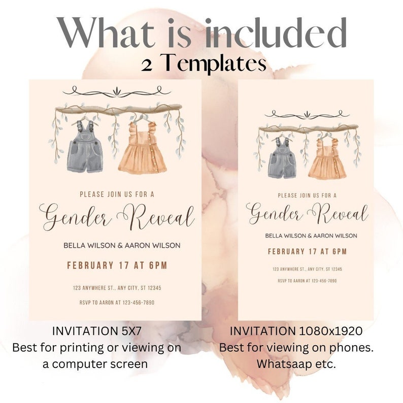 Baby Gender Reveal Party Invitation, Gender Reveal, Electronic Gender