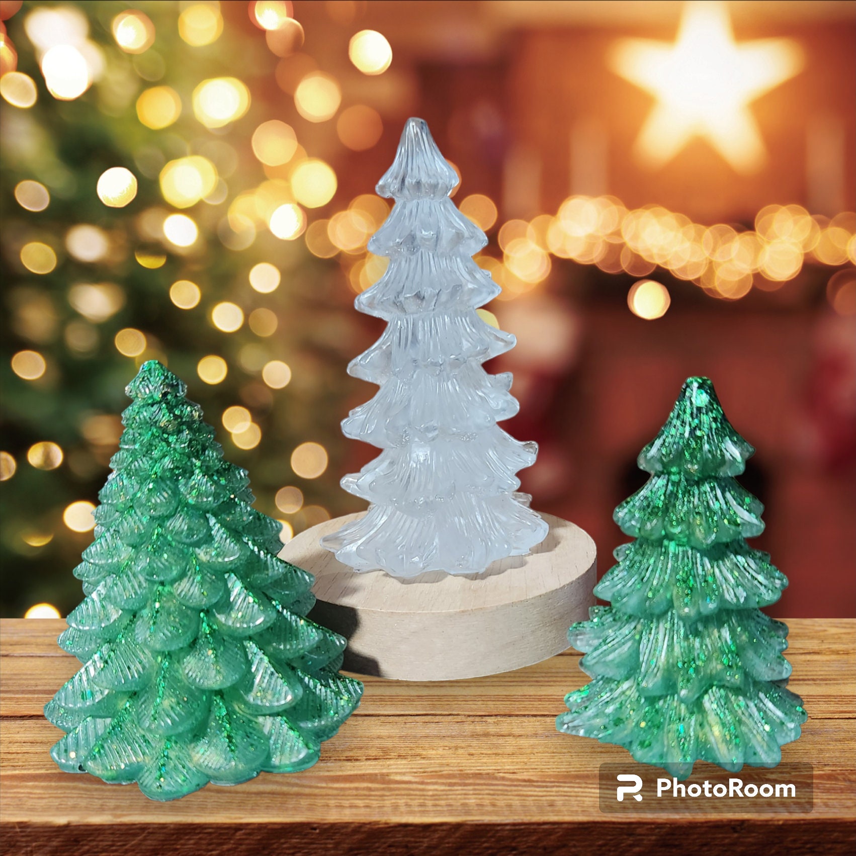Set of 3 Glitter Trees with Colour Changing LED Lights