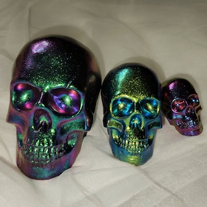 Metallic Color Shifting Resin Skull - Unique Home Decor - Seasonal Halloween, Sugar Skull Lovers