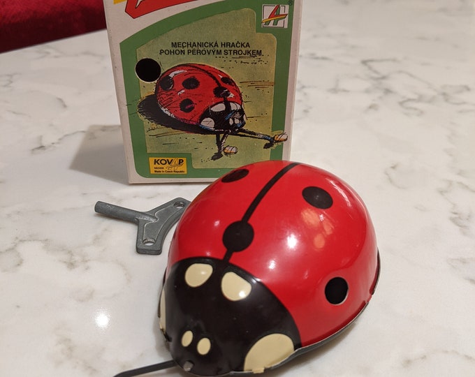 Vintage Beruska Mechanical Wind up Ladybird Metal Toy in Box Etsy