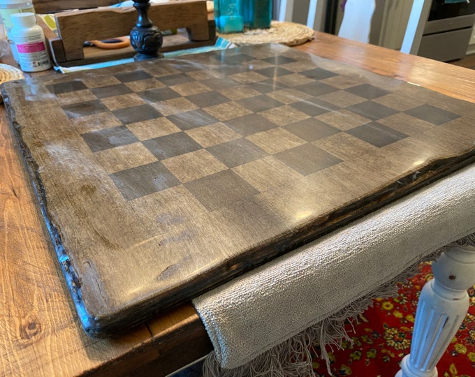 Wood Burned Chess Board