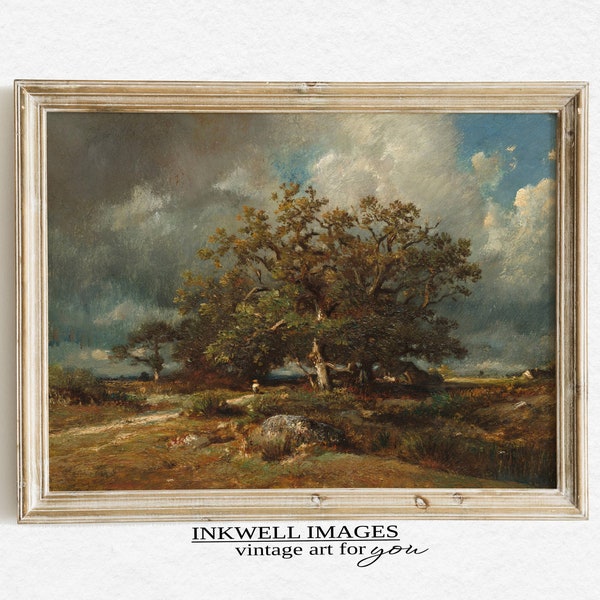 Vintage Oak Tree Oil Painting | The Old Oak | Tree Landscape Wall Art | Farmhouse Decor | PRINTABLES| L37