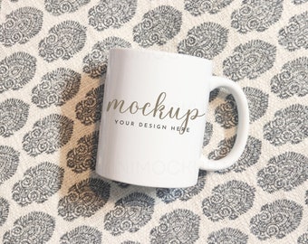 Mug Mockup 11oz | White Ceramic Coffee Cup Mock up JPG and PNG Digital Download